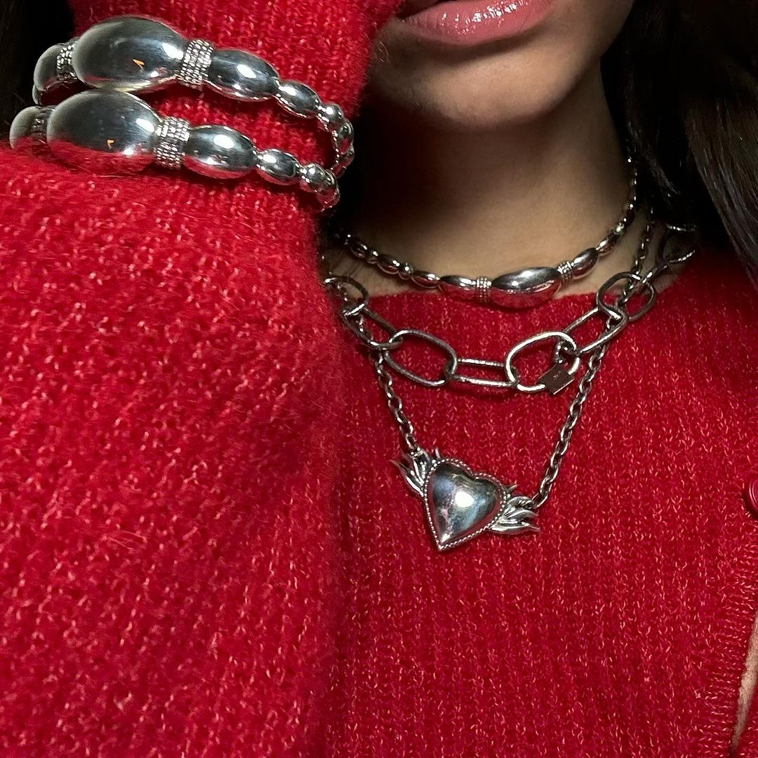 Chunky Chain Necklace “Flame Heart” - Pregomesh