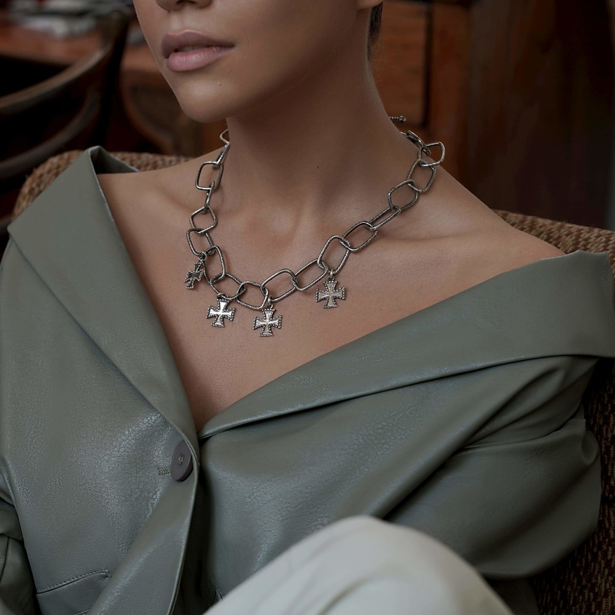 silver chain necklace Cilician Cross - Pregomesh