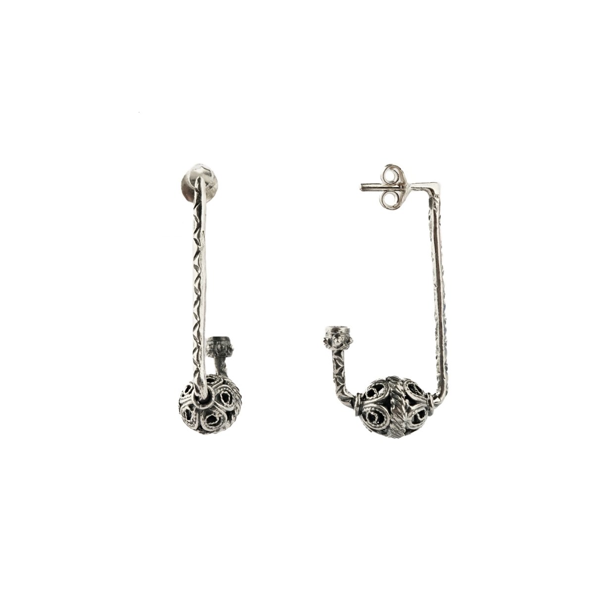 silver filigree ball earring Seed - Pregomesh