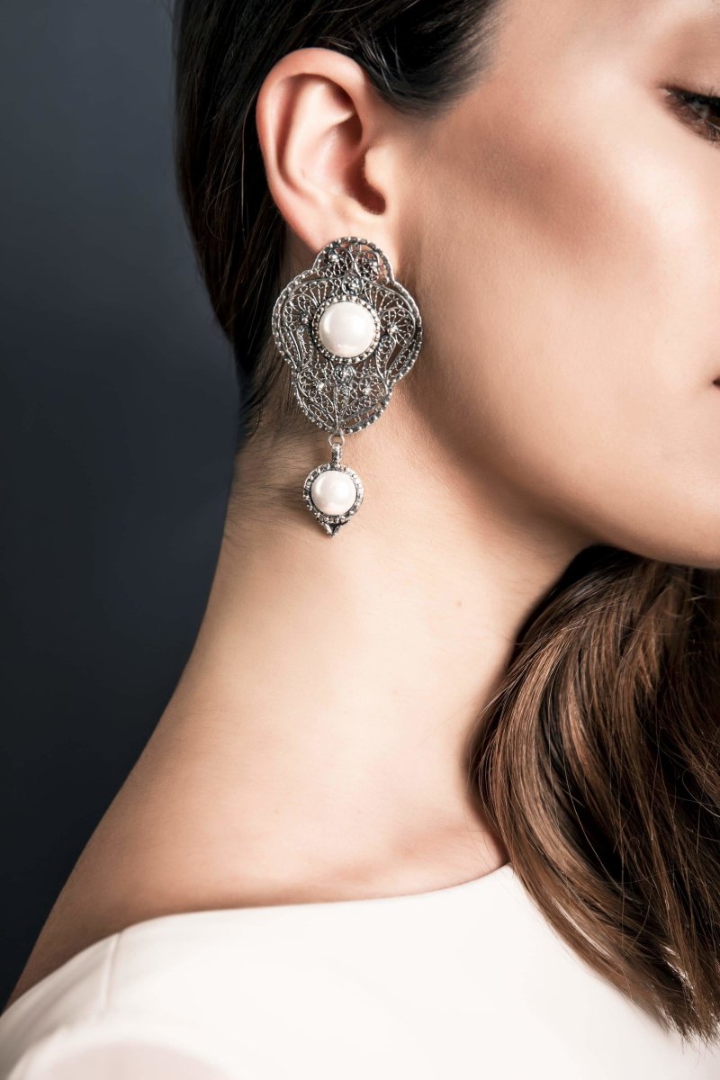 large silver filigree earrings Aruseh - Pregomesh