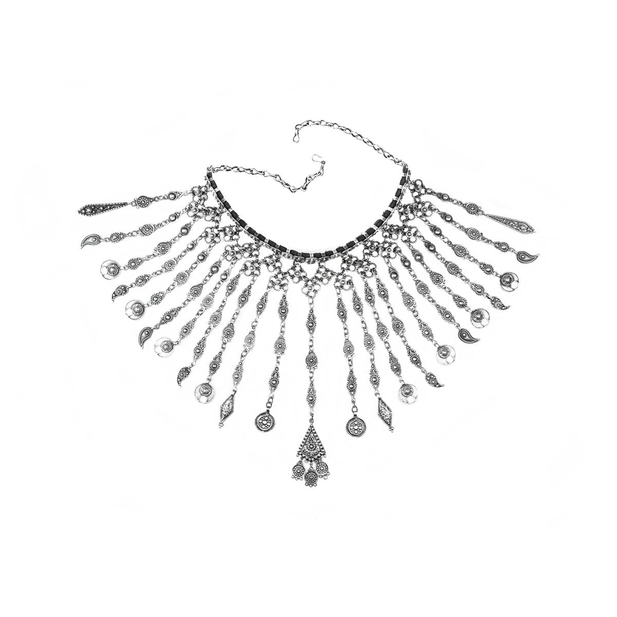 Ancient Silver Waterfall Necklace Nare | Pregomesh