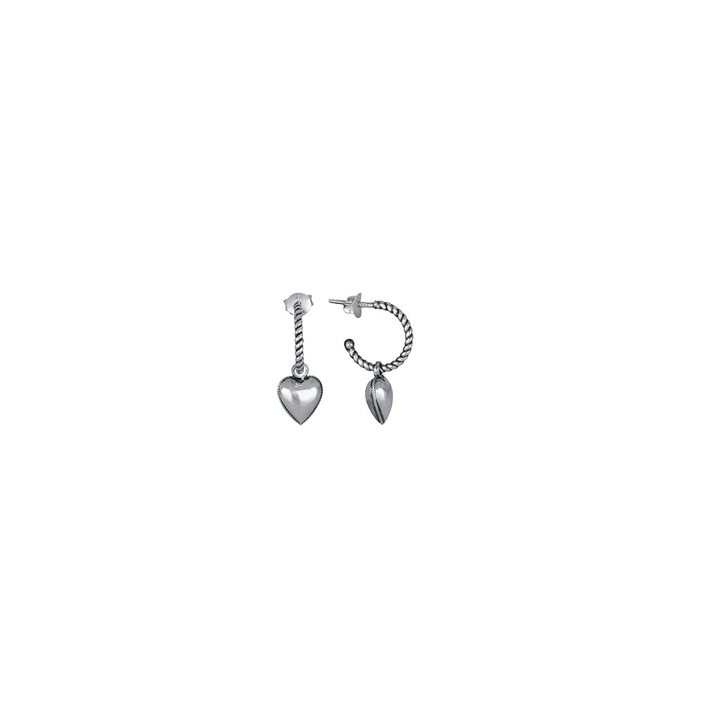 Rope Huggie Earrings "Puffy Heart" - Pregomesh